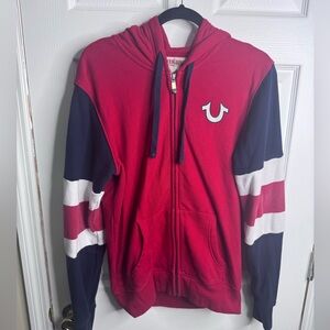True Religion Red and Navy Hoodie